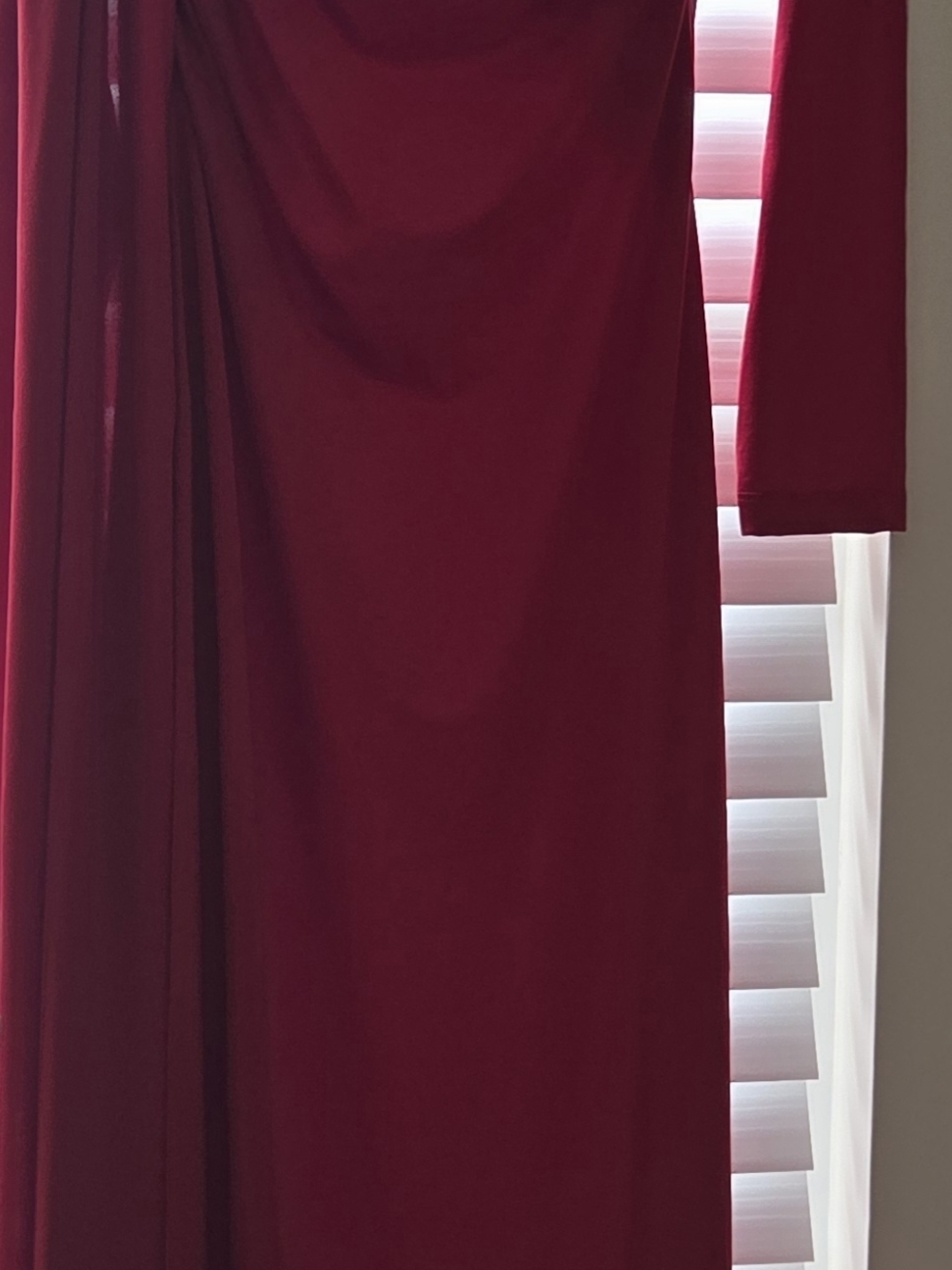 Elegant Long Sleeve Dress in Deep Burgundy
